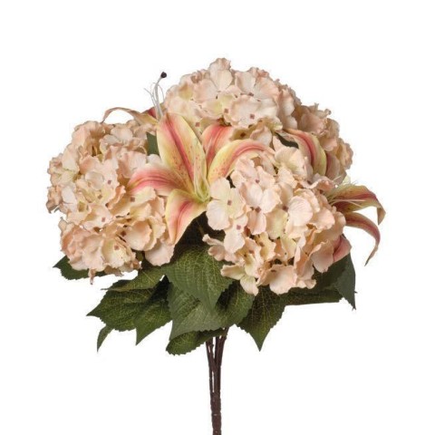 MAZZO GIGLI E ORTENSIE X9 CM53 BEIGE